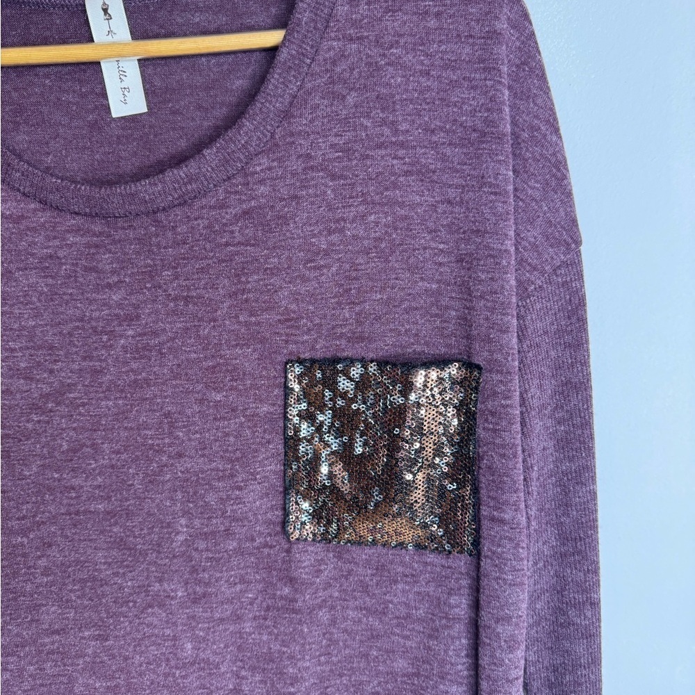Vanilla Bay | Maroon/Purple Sequin Pocket Women's Top | Size Medium - Picture 3 of 8